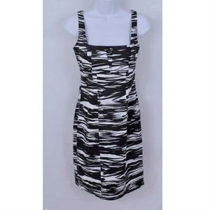 Brown and White Calvin Klein Sheath Dress